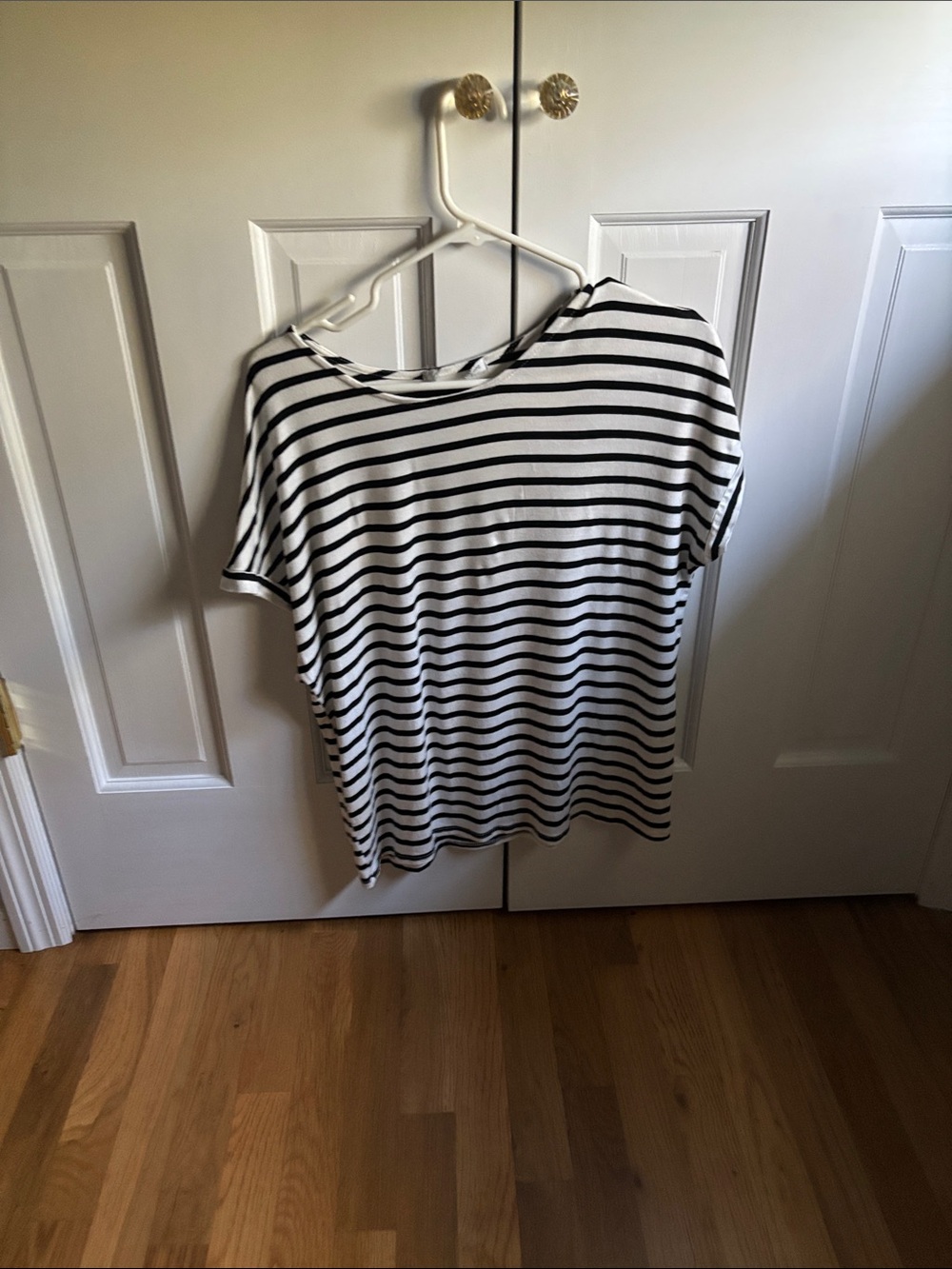 Green Envelope Black and White Striped Short Sleeve Tee